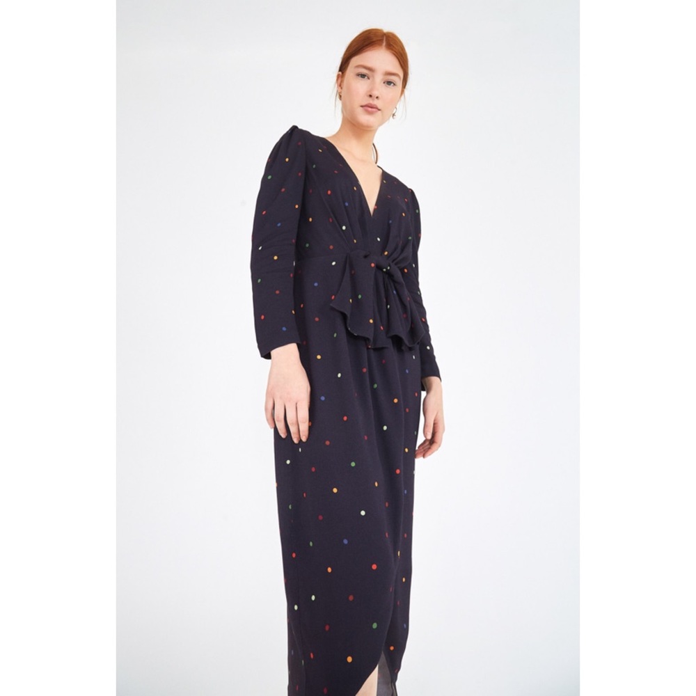 Farm Rio Black Dots Midi Dress